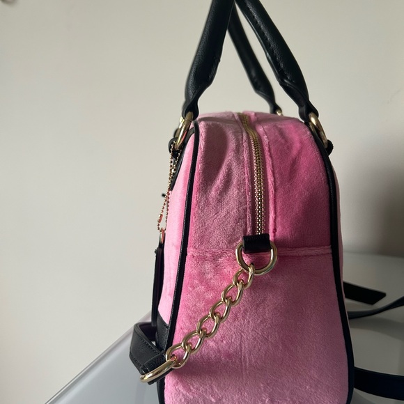 Juicy Dark Pink Velour Heritage Bowler Bag - Picture 4 of 6